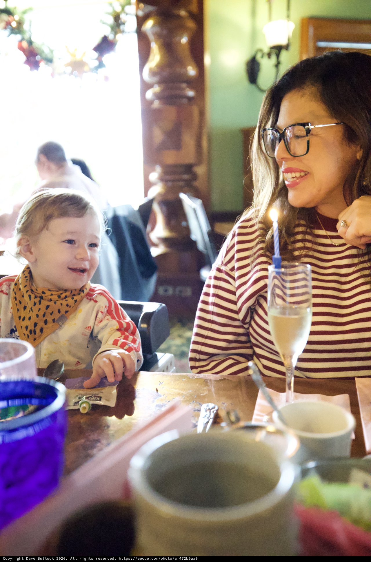 Mother and Child Dining at Madonna Inn Restaurant