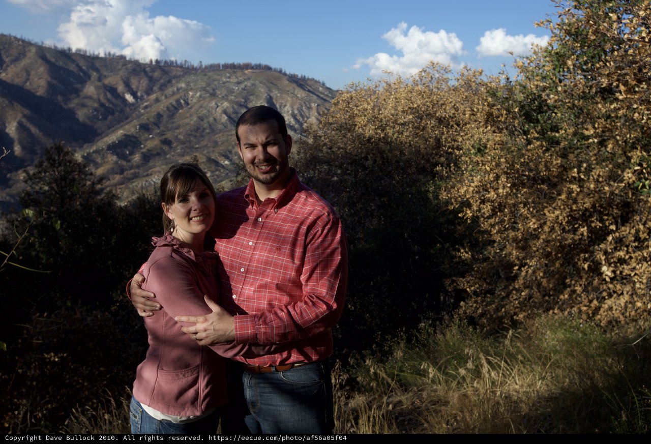 Couple Embracing in the Angeles Crest Mountains
