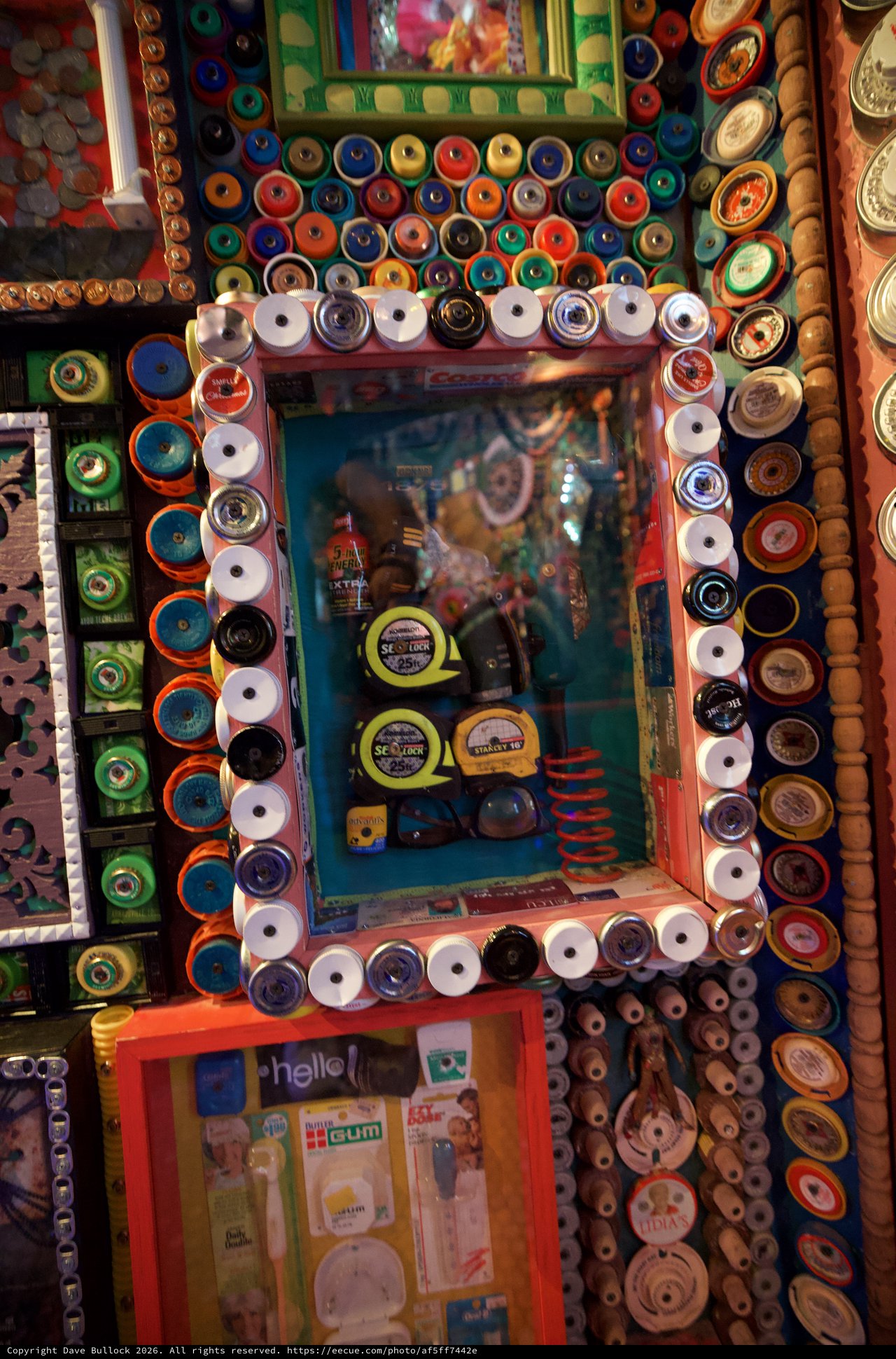 Vibrant Bottle Cap Art Installation Display