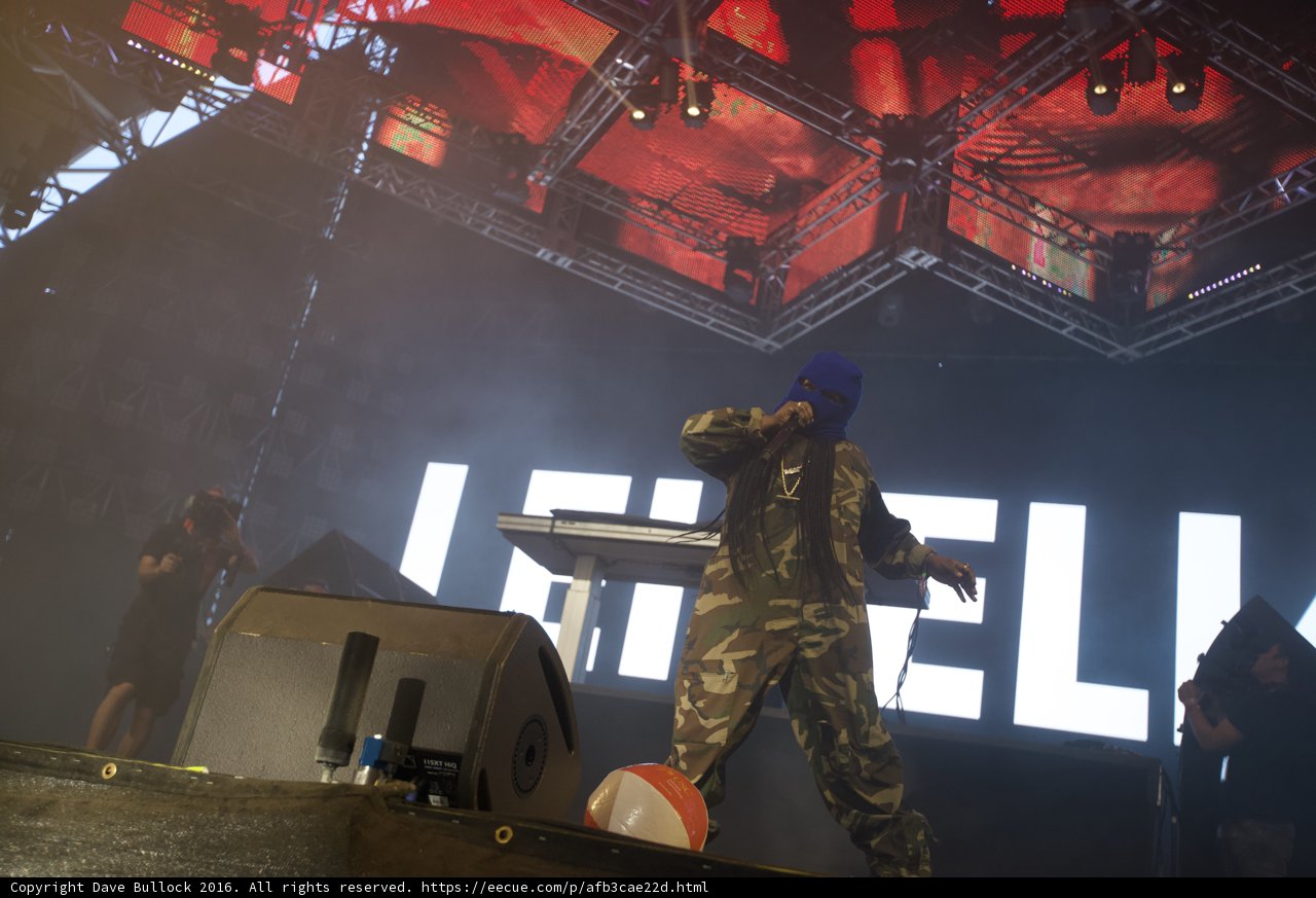 Blue Masked Performer Takes the Stage at Coachella