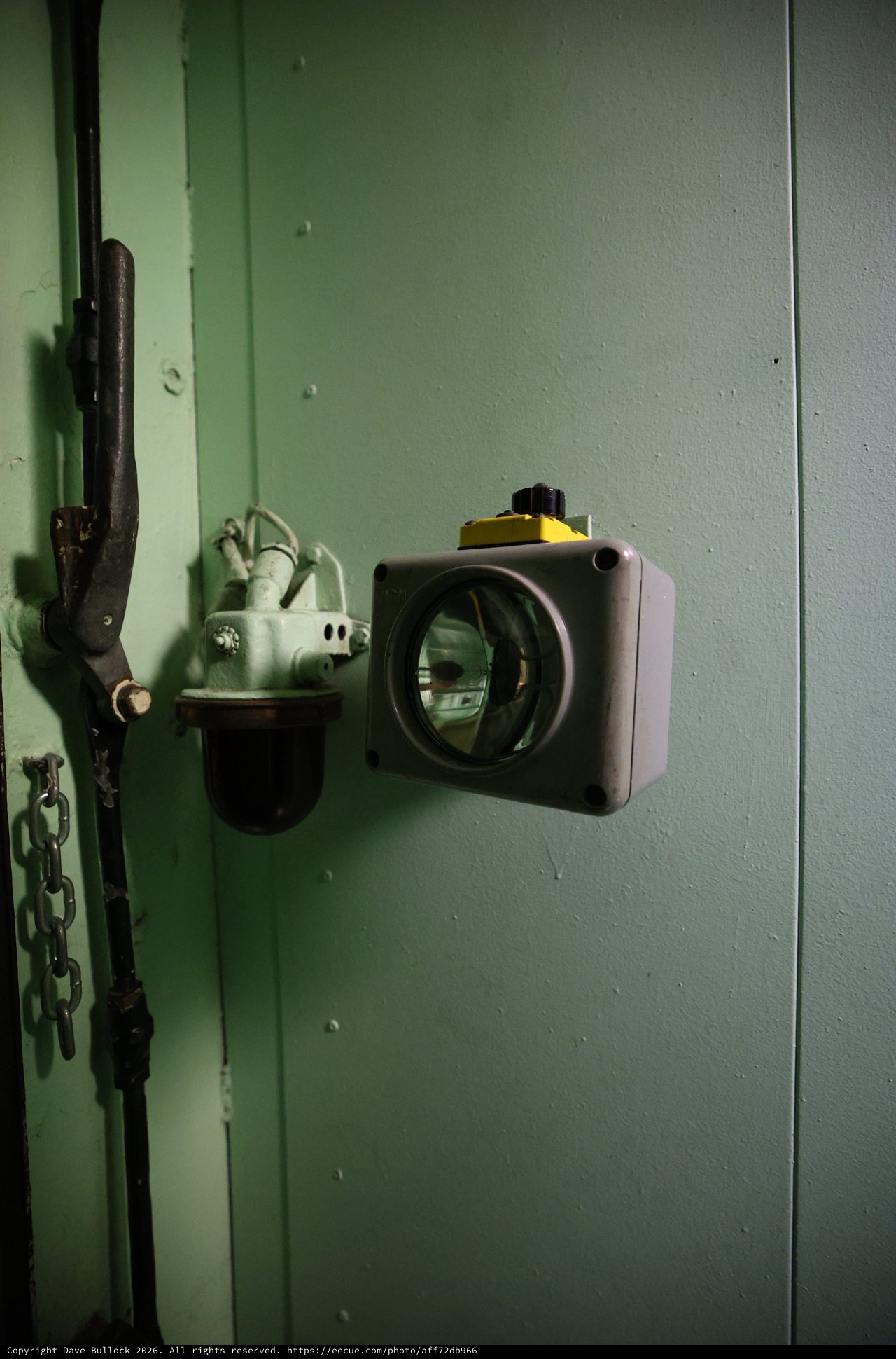 Underwater Camera Housing on USS Hornet Green Door