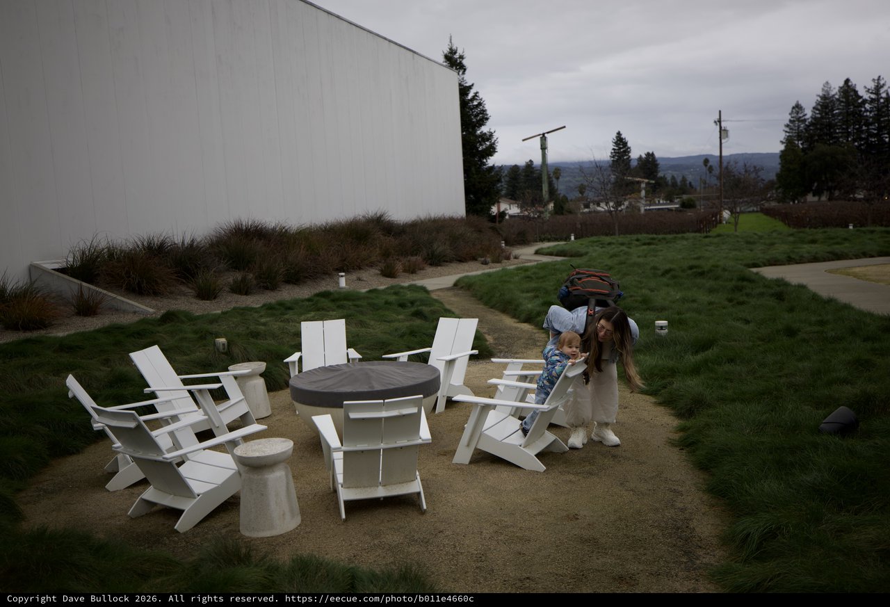 Mother and Child Moment at Outdoor Seating Area