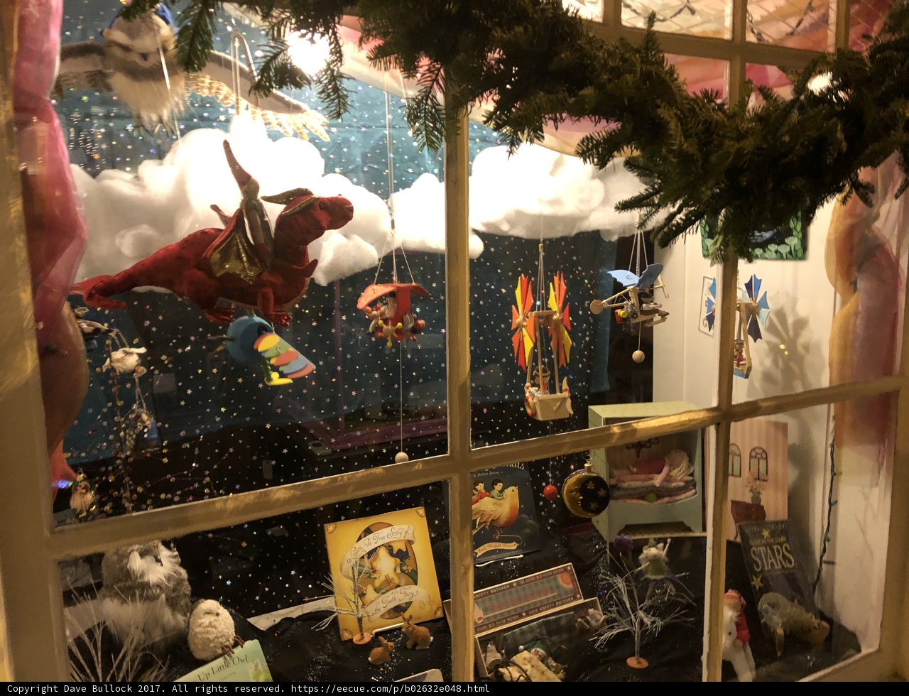 Festive Window Display with Dragon and Friends