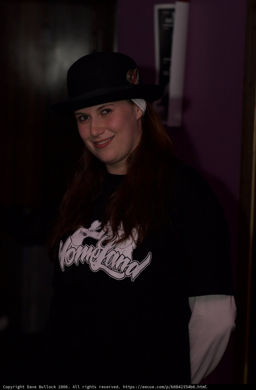 Stylish Woman in Black Shirt and Hat