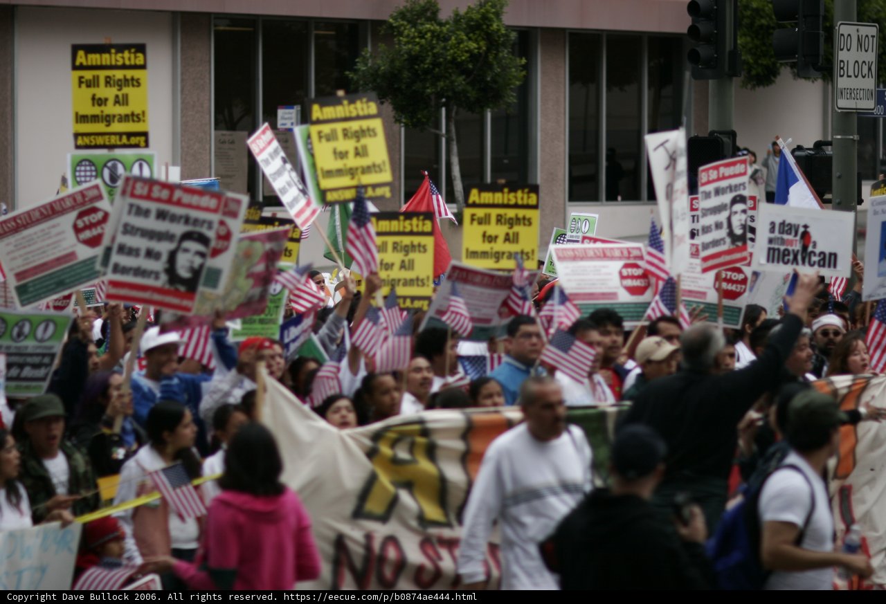 Student Protest March with Signs and Flags