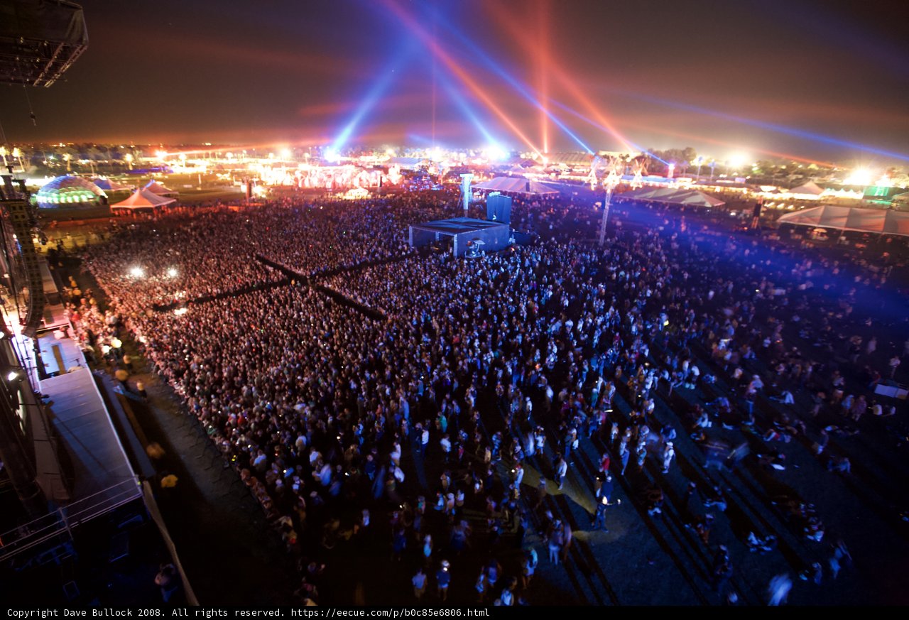 Nighttime Crowd at Coachella Music Festival