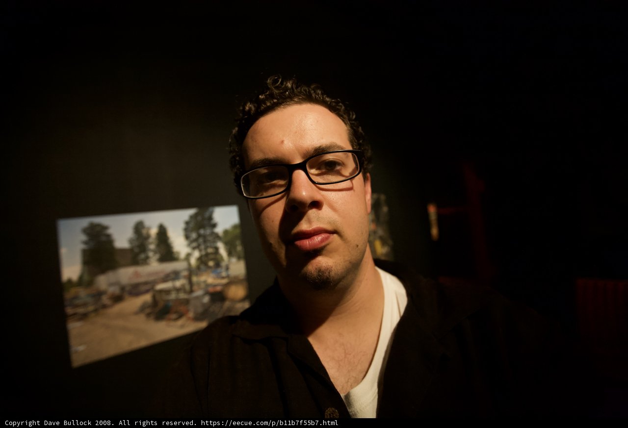 Man with Glasses Contemplates Artwork