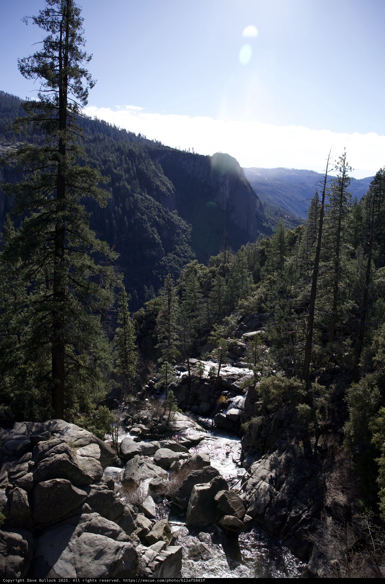Mountain Stream Cascading Through Rocky Canyon in Yosemite