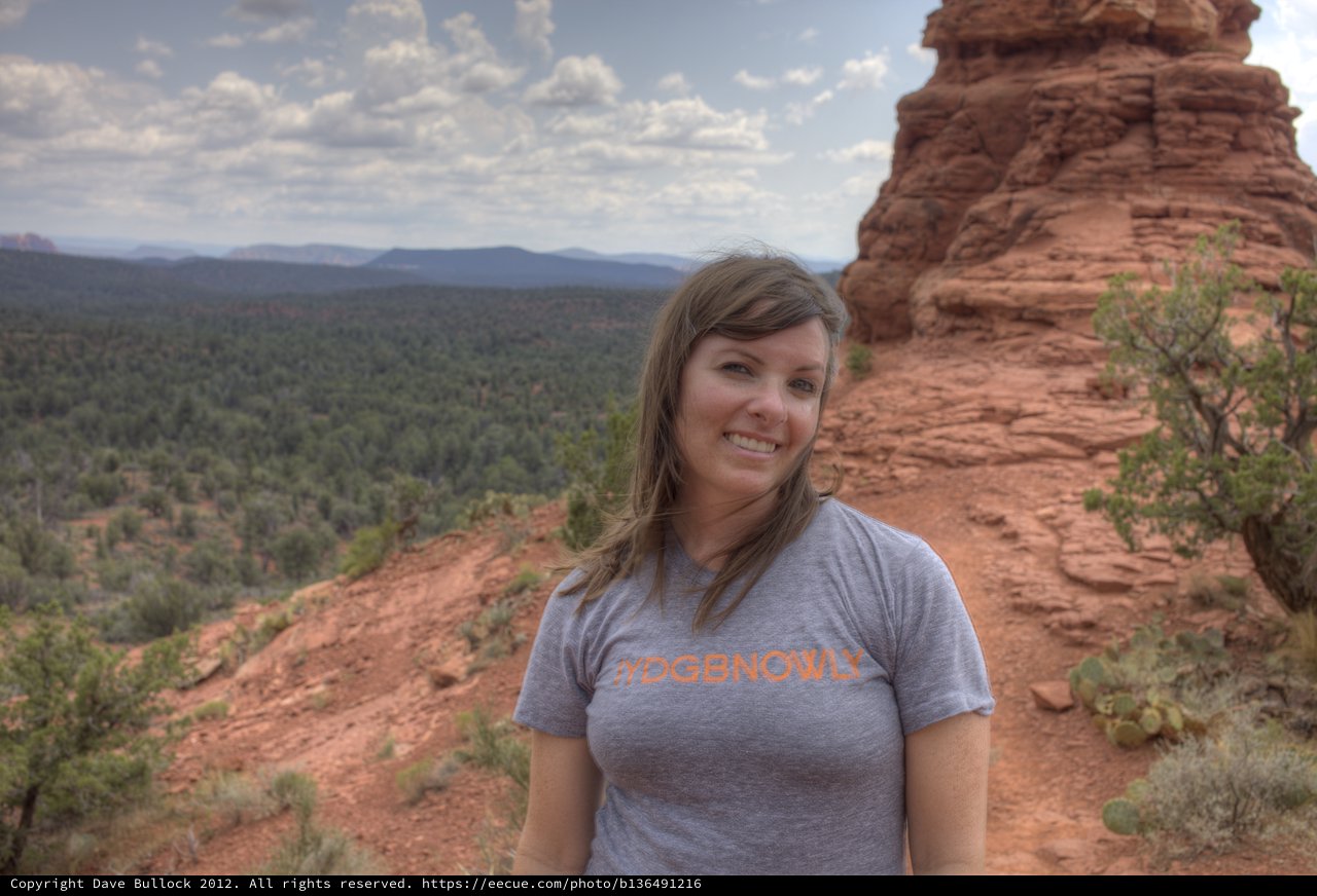 Smiling Hiker Among Sedona's Red Rock Spires