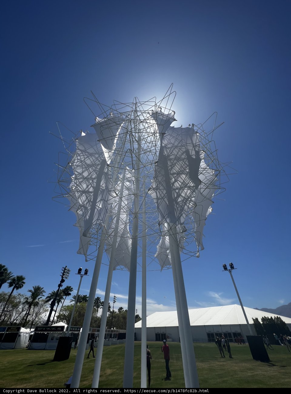 White Fabric sculpture shines under the blue sky