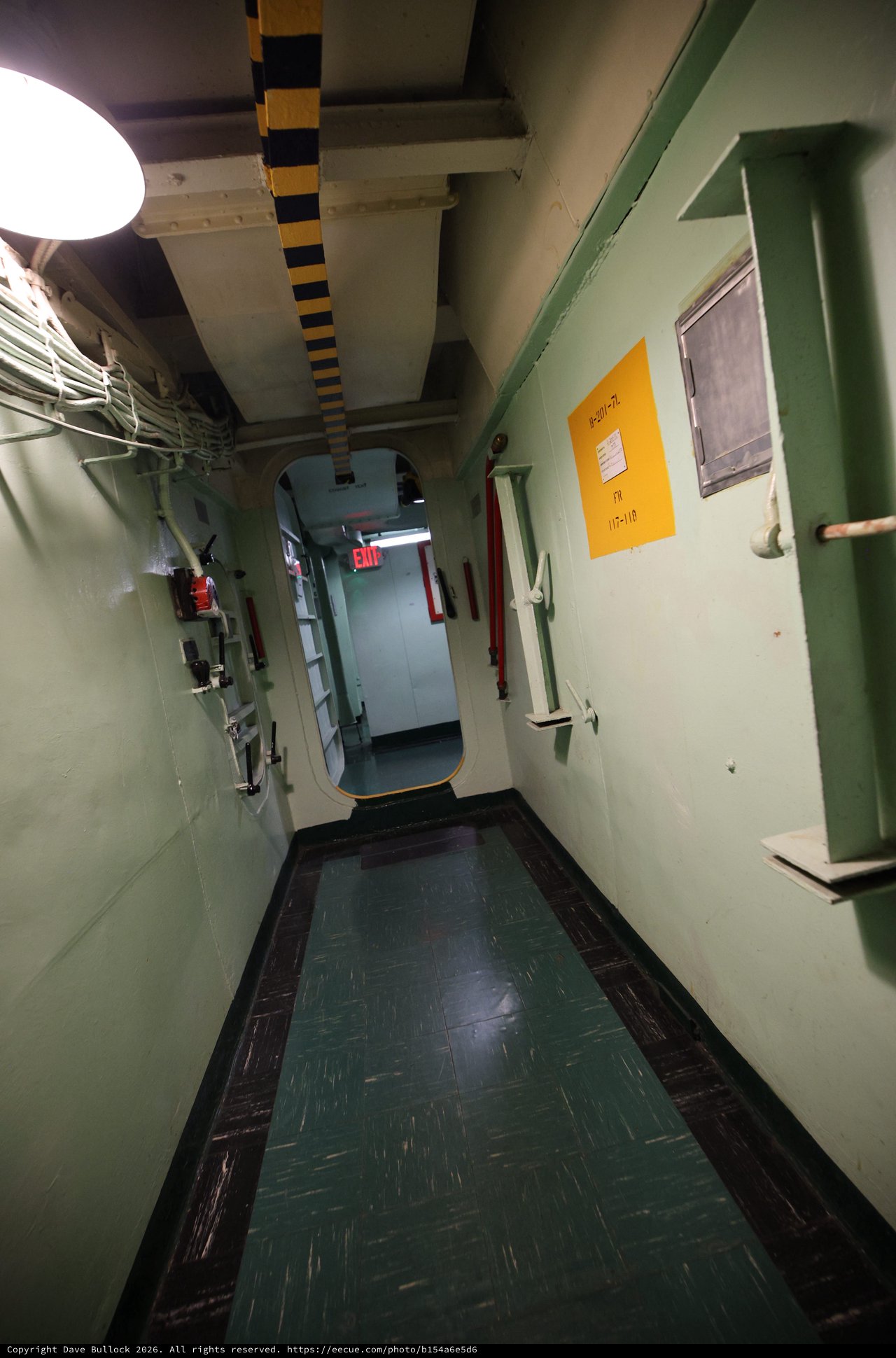 Narrow Corridor Inside Historic USS Hornet Aircraft Carrier