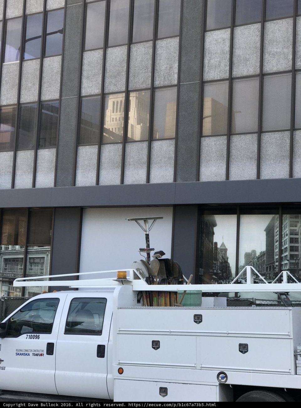 White Pickup Truck Parked in Front of LA Office Building