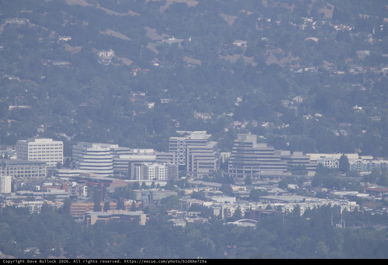 Hazy Berkeley Hills Urban Campus Seen From Afar