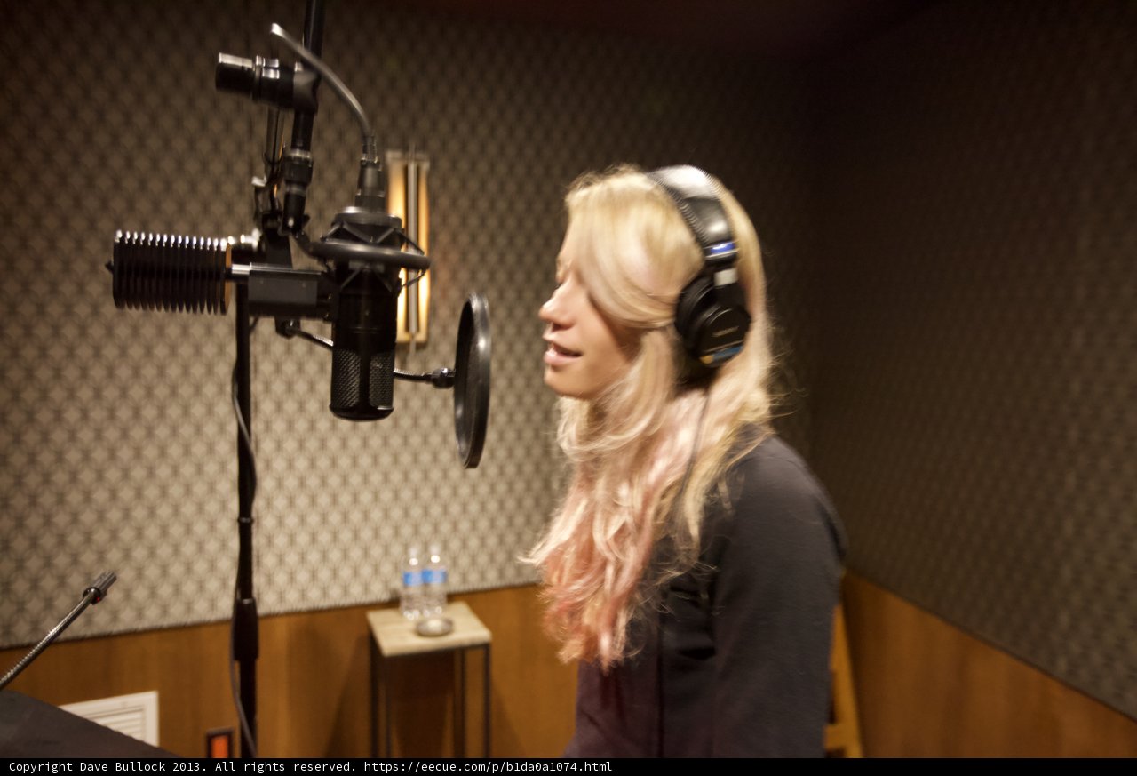 Pink-Haired Songstress in Studio