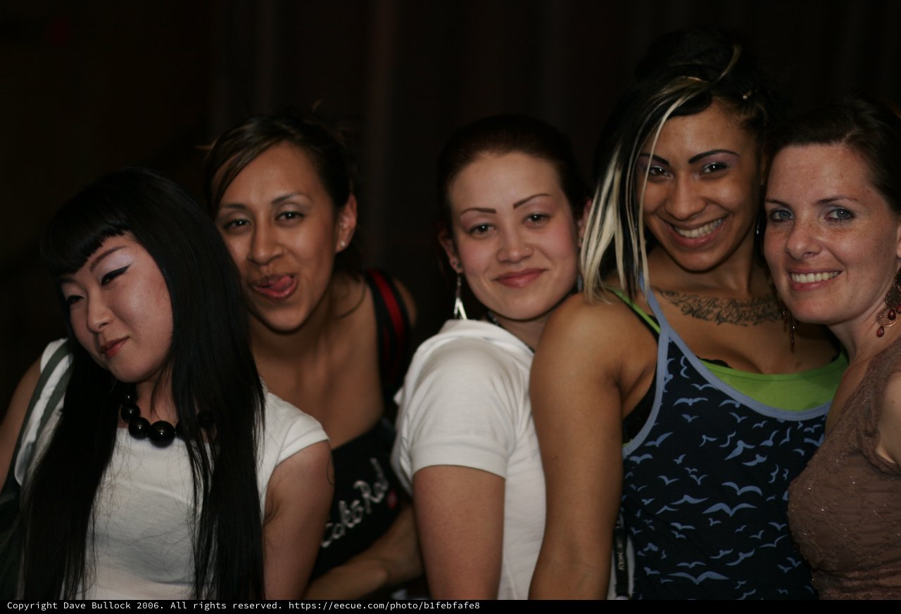 Five Friends Celebrating at Nightclub Party 2006
