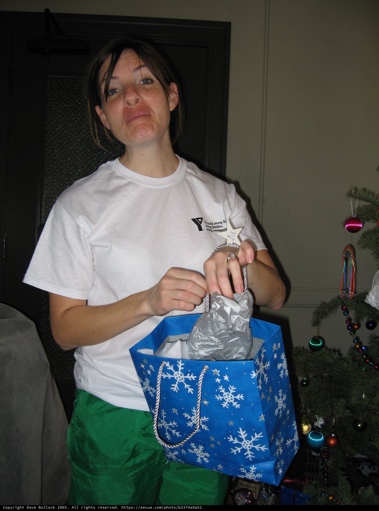Disappointed Woman Opens Christmas Gift Bag