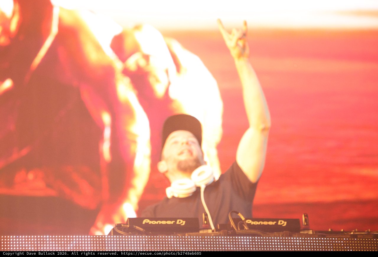 DJ Raises Arms at Wobbleland Festival 2026