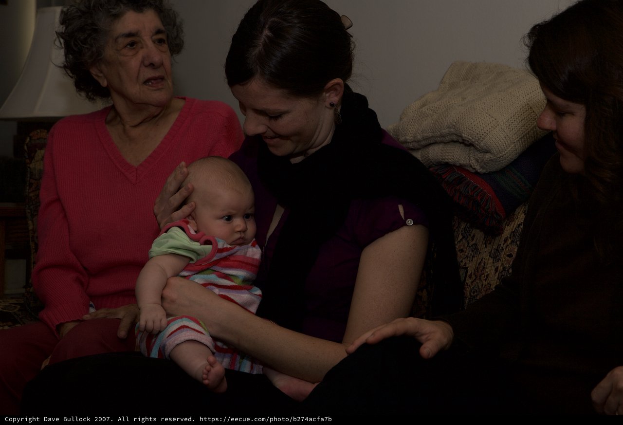 Three Generations Share a Tender Indoor Moment