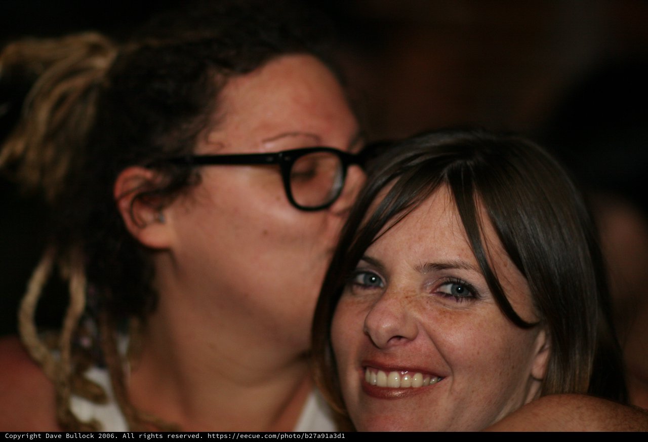 Affectionate Moment Between Two Women at Social Gathering