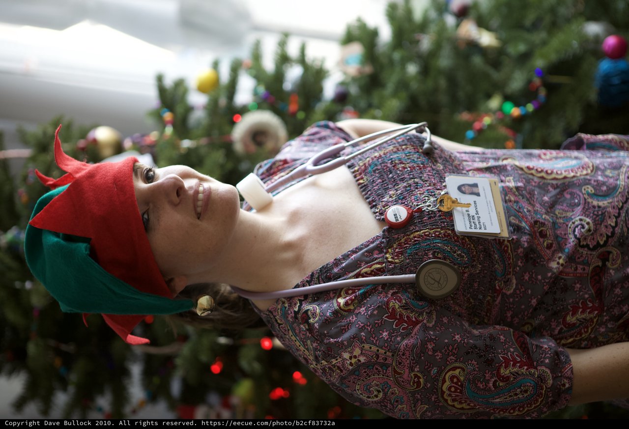 Holiday Nurse Penelope Celebrates Christmas in Festive Elf Hat