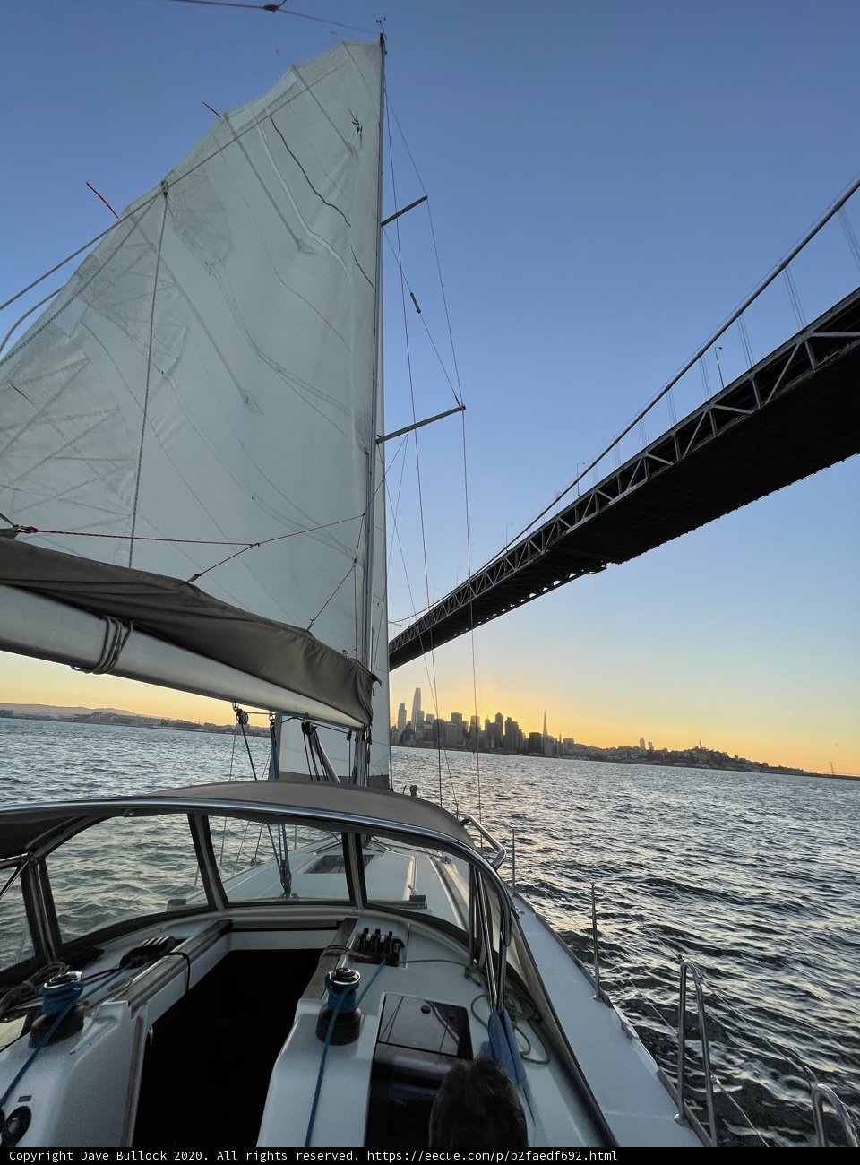 Sunset Sailboat Under the Golden Gate Bridge