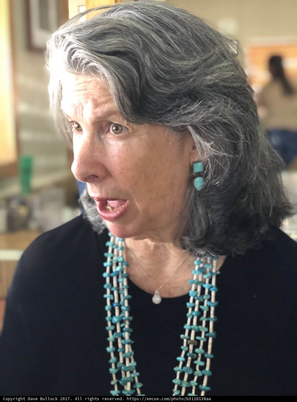 Gray Hair and Blue Beads