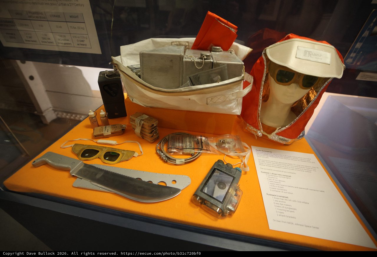 Apollo Survival Kit Display at USS Hornet Museum