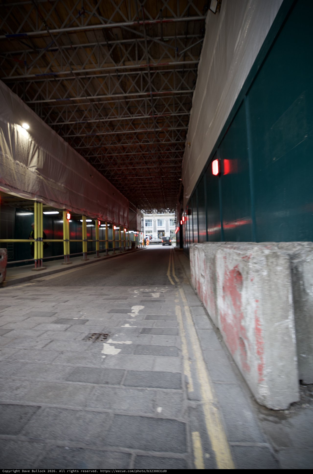 Industrial Loading Bay with Covered Platforms at Night