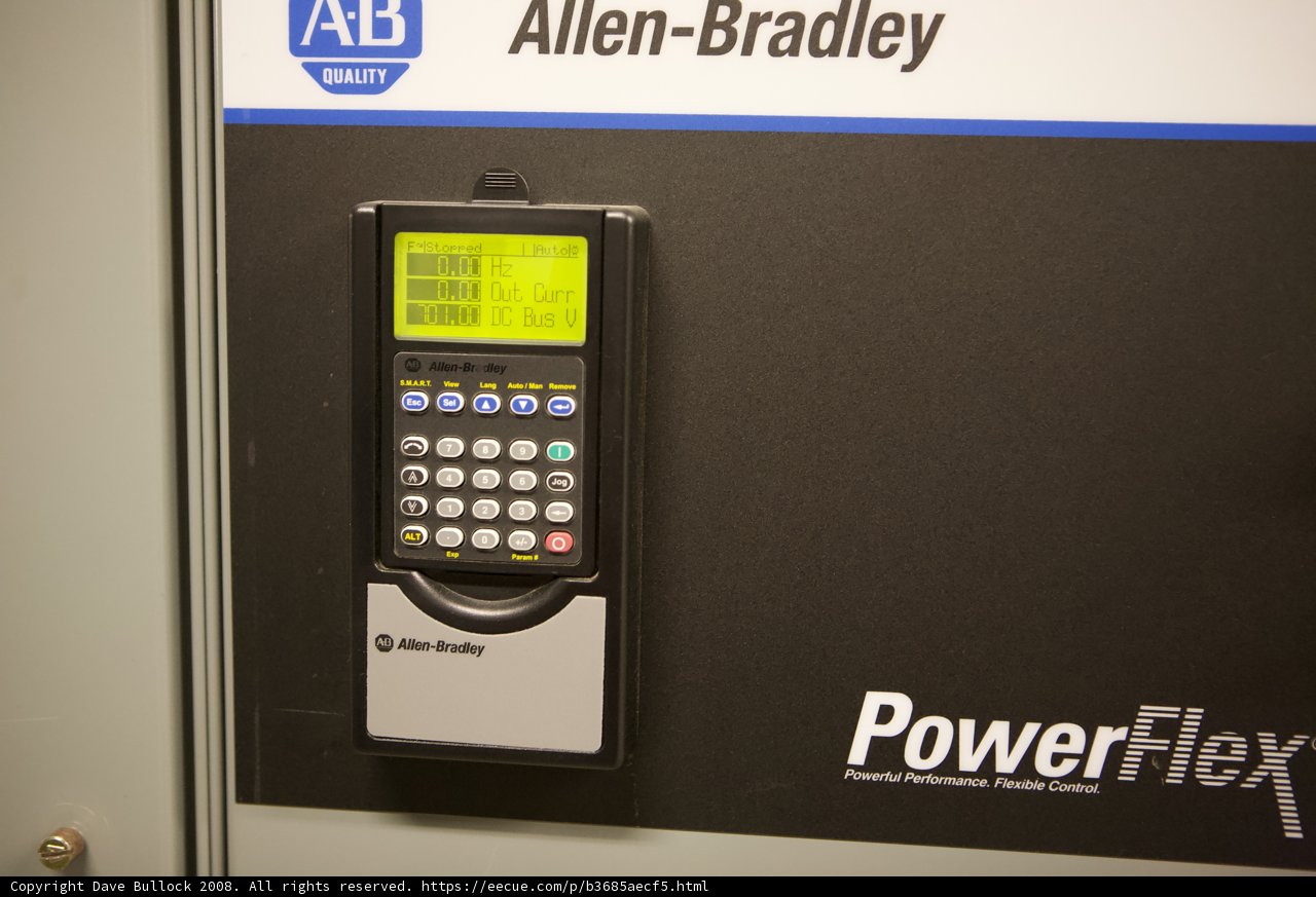 Allen Bradley PowerFlex keypad in use
