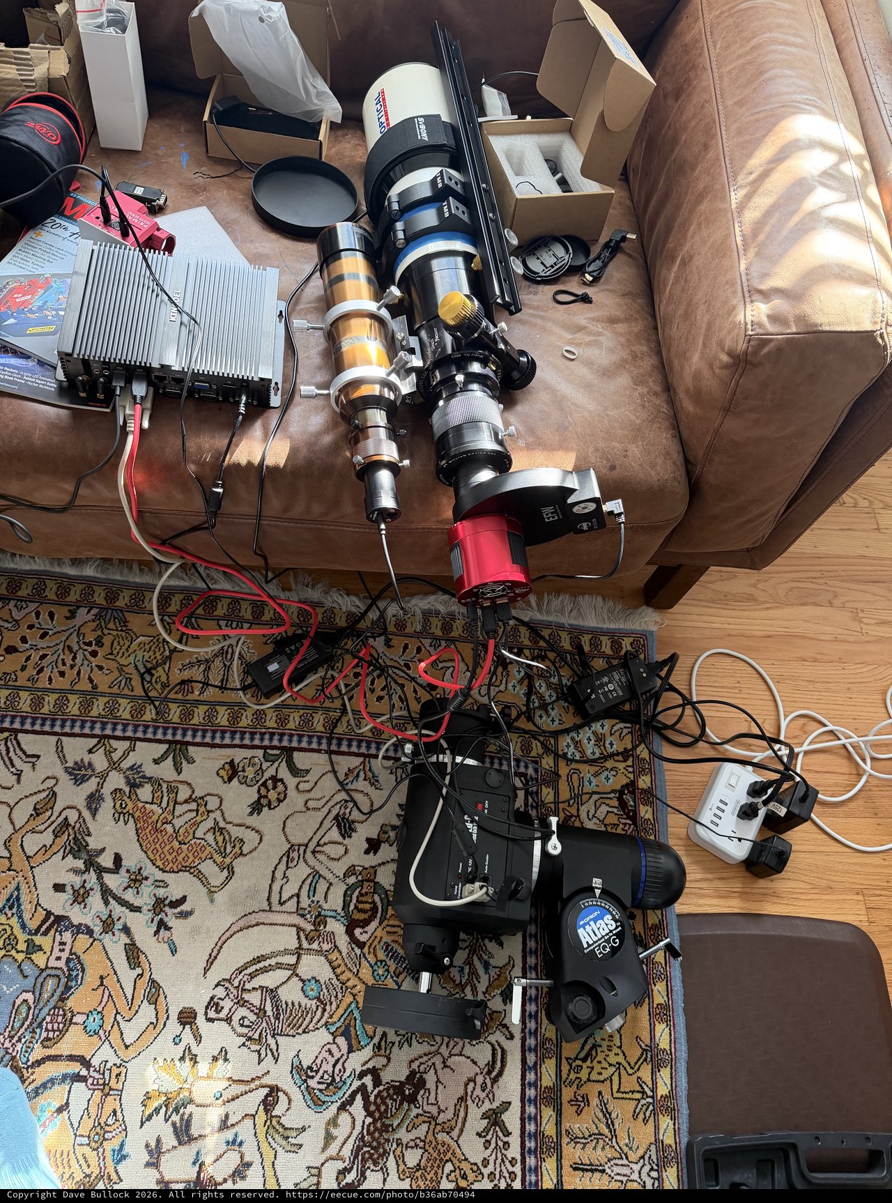 Astrophotography Rig Setup Testing in Living Room