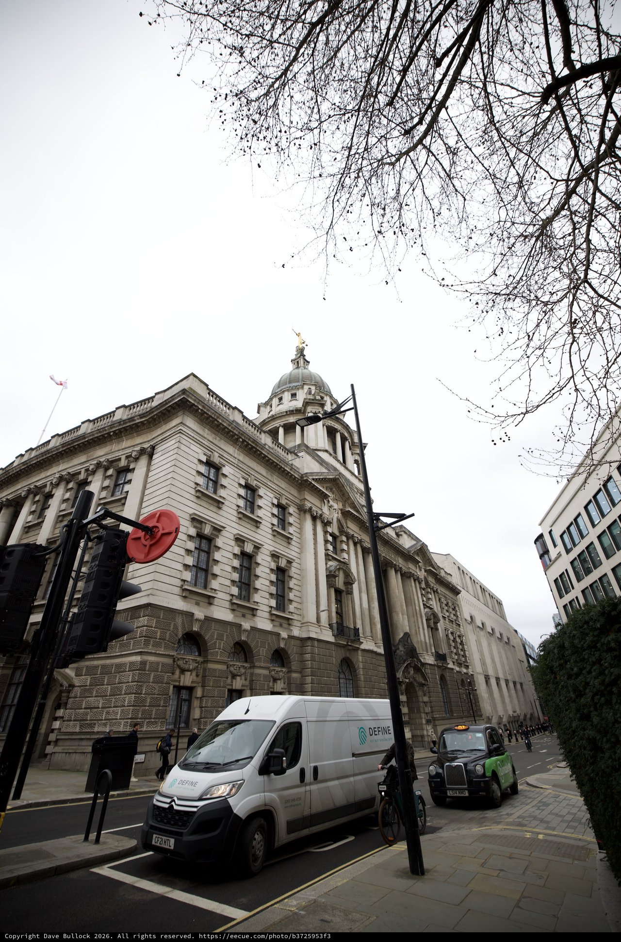 Old Bailey Criminal Court Under Bare Winter Branches