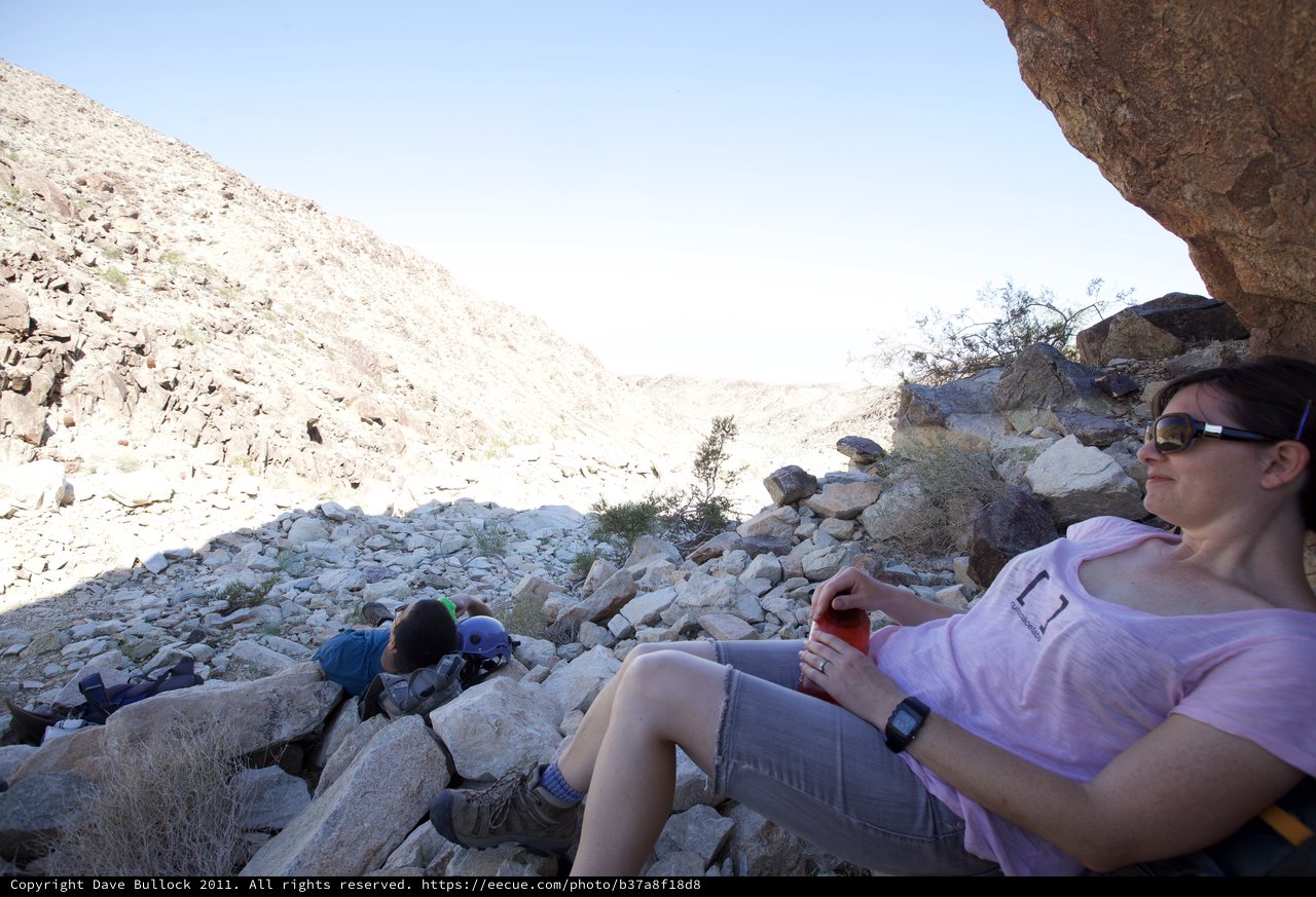 Desert Rest Stop Under Rocky Canyon Overhang