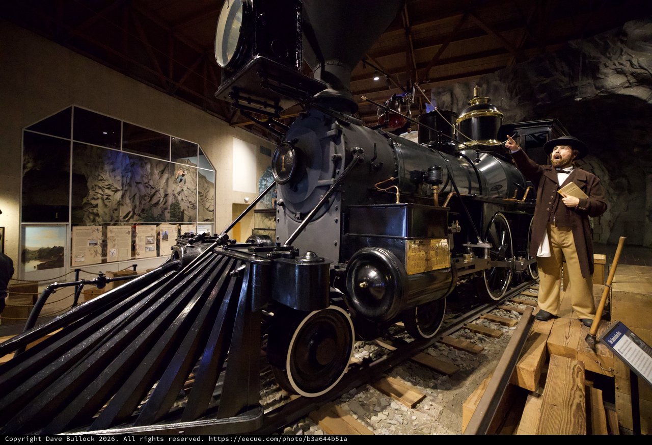 Historic Steam Locomotive Display with Period Costumed Interpreter