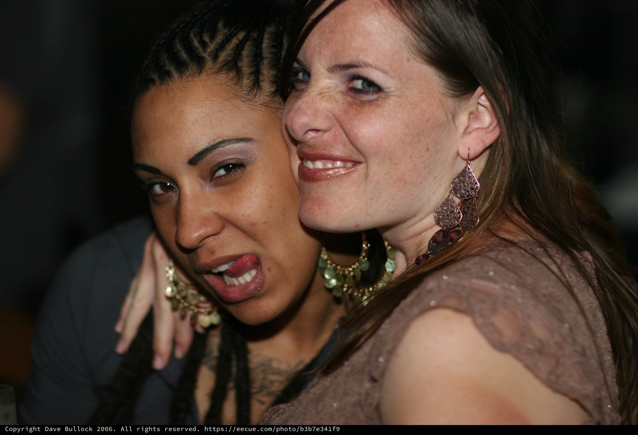 Two Friends Sharing a Joyful Moment at Nightclub