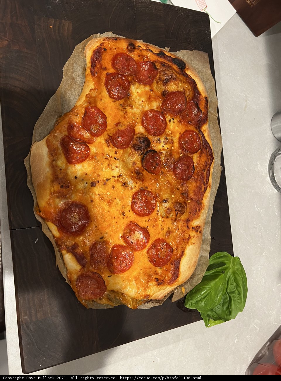 Pepperoni and Basil Pizza