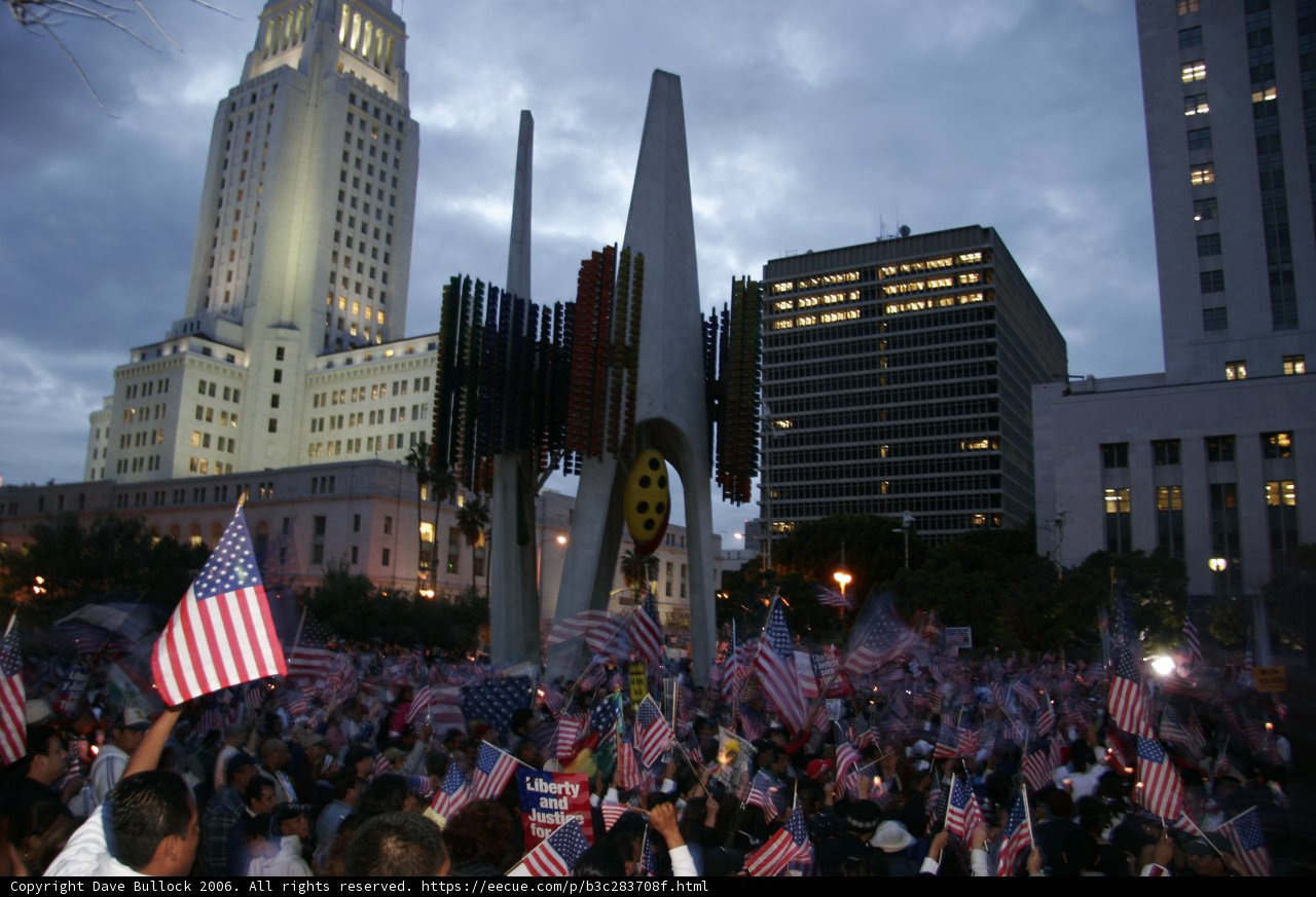 Patriotic Crowd in front of Metropolis Office Building