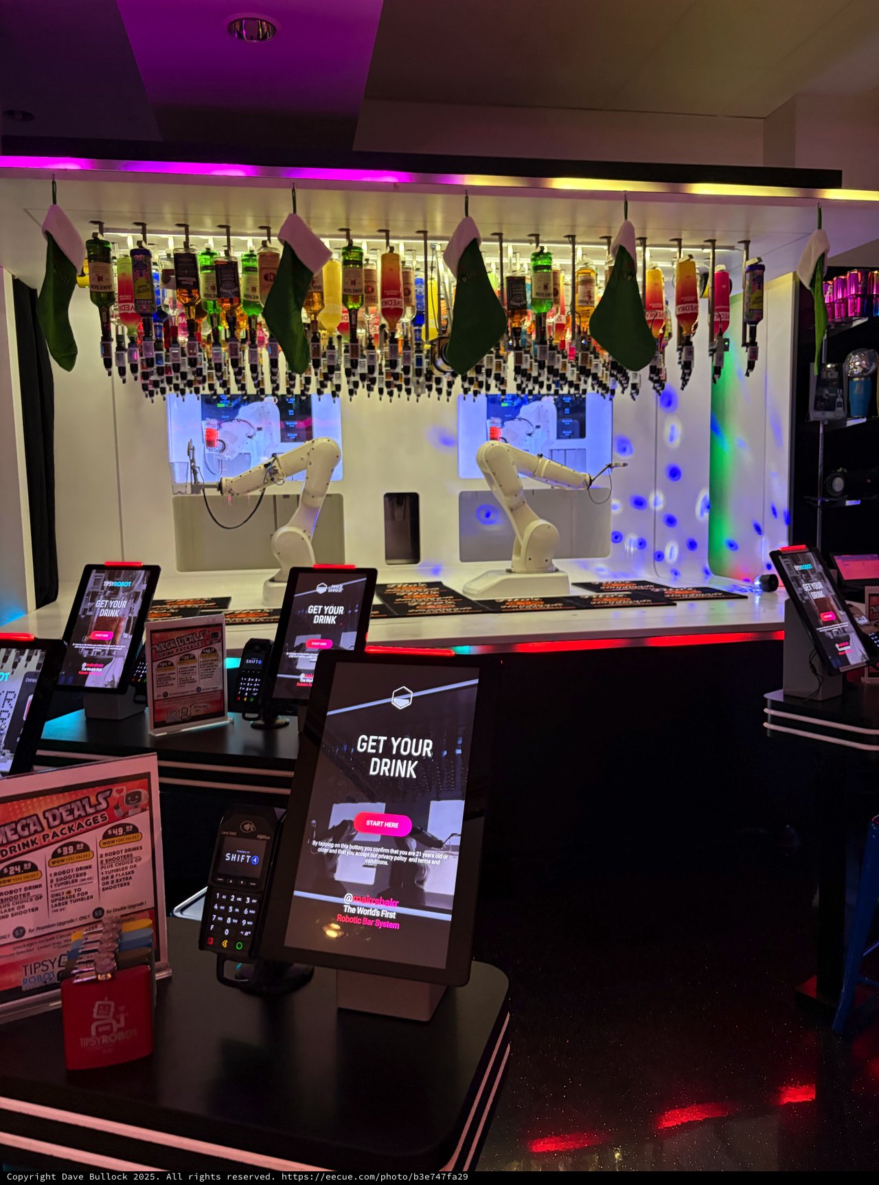 Futuristic Robotic Bartender Bar with Automated Cocktail System