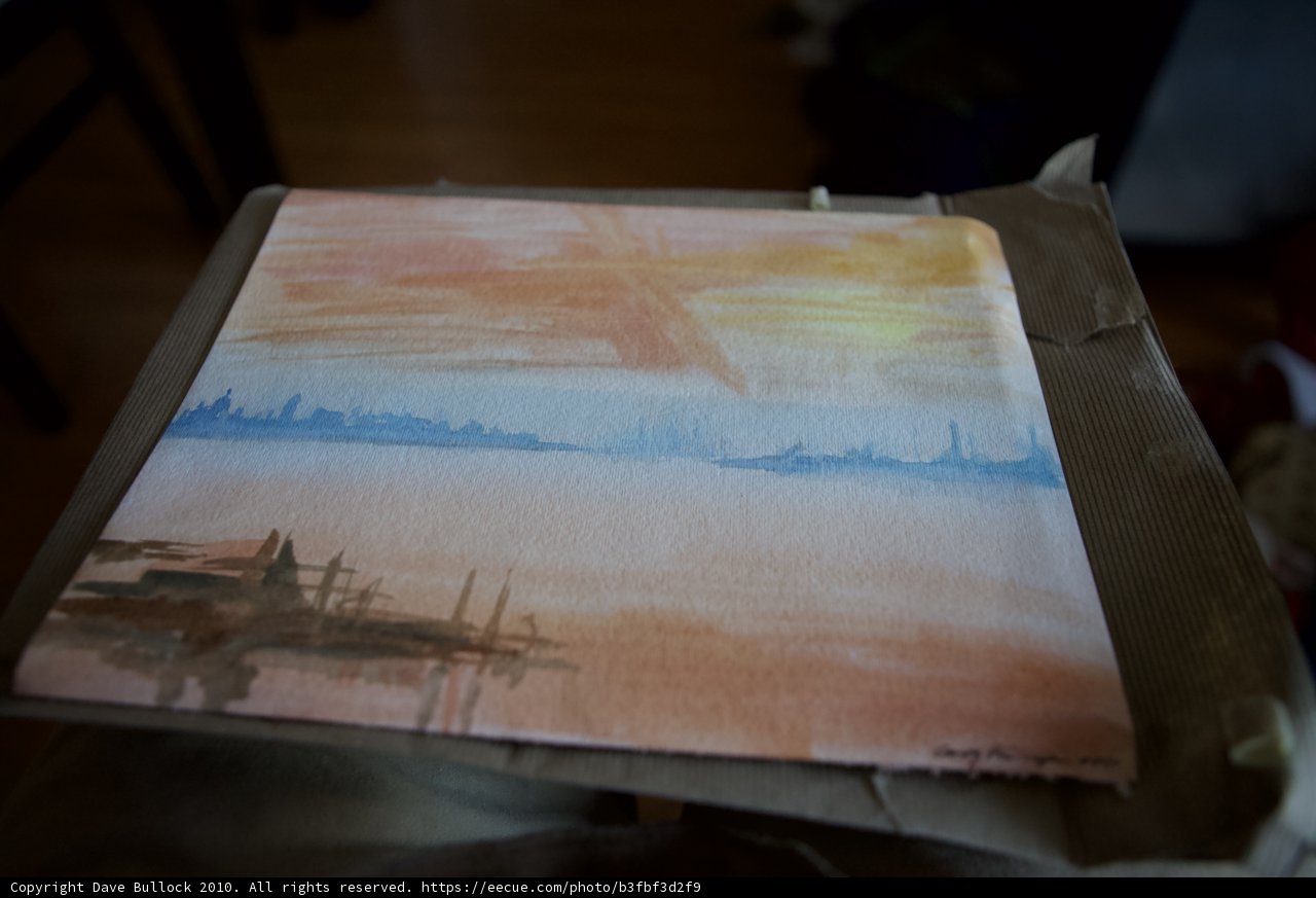 Plywood Painting of a Skyline
