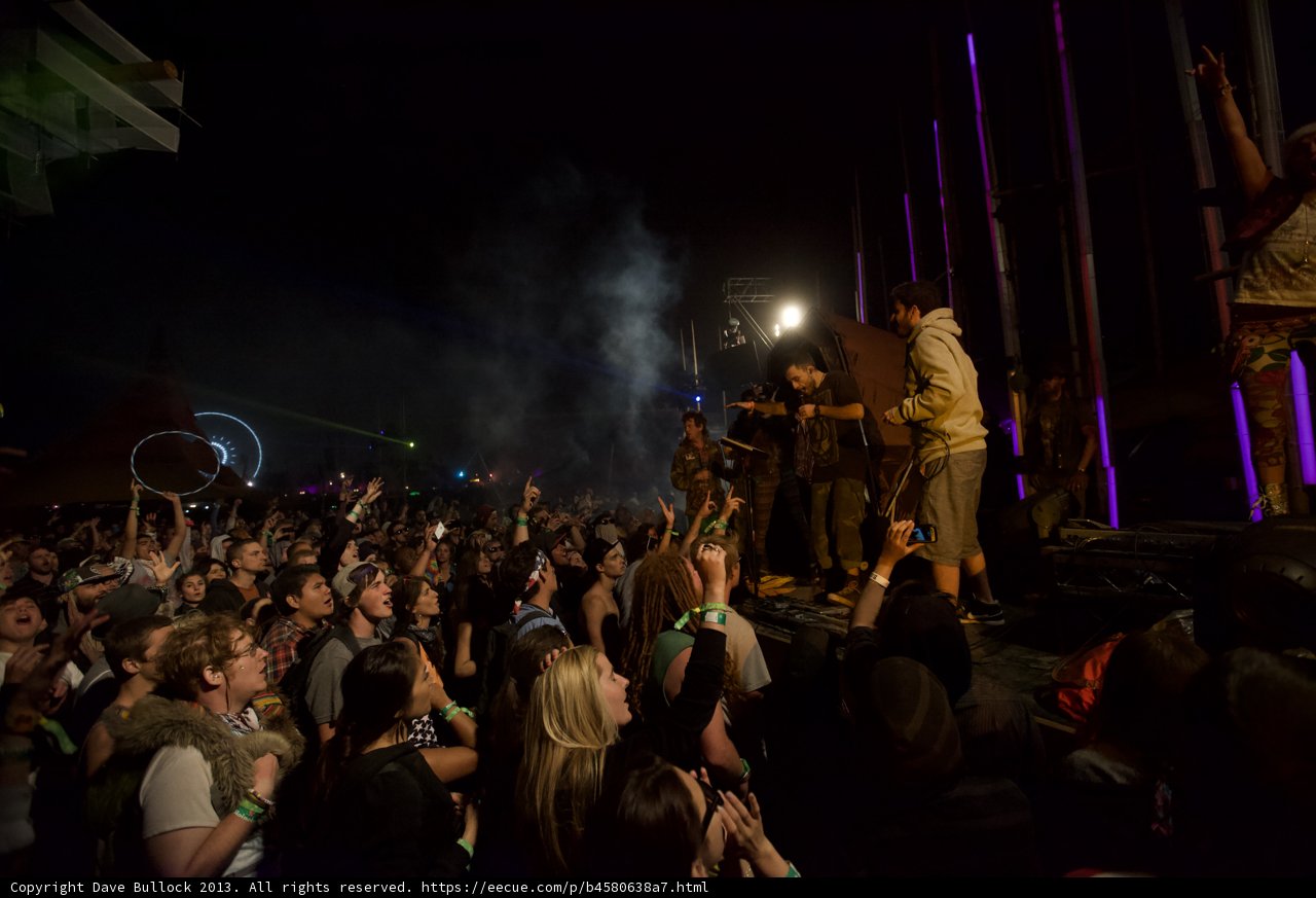 Coachella concertgoers create a smoky haze