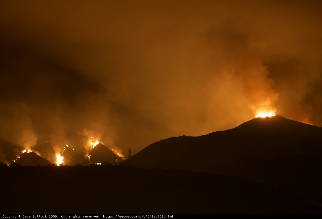 Blazing Mountains at Night