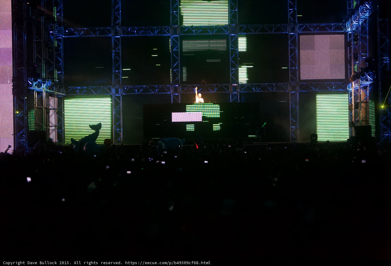 Coachella stage illuminated by the energy of the crowd