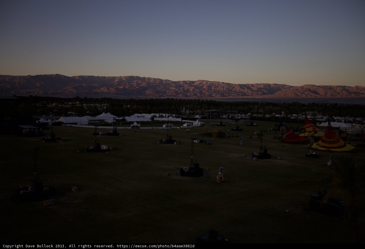 Sunset Over Coachella Mountains and Tents