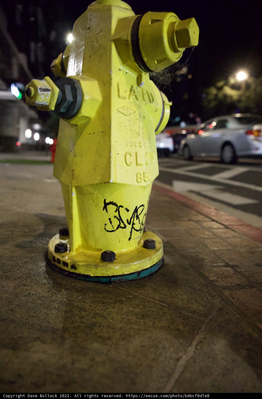Nighttime Sentinel: Illuminated Hydrant