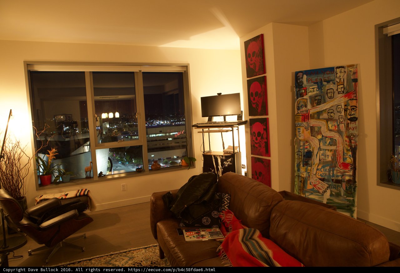 Cozy Living Room with Art and Light