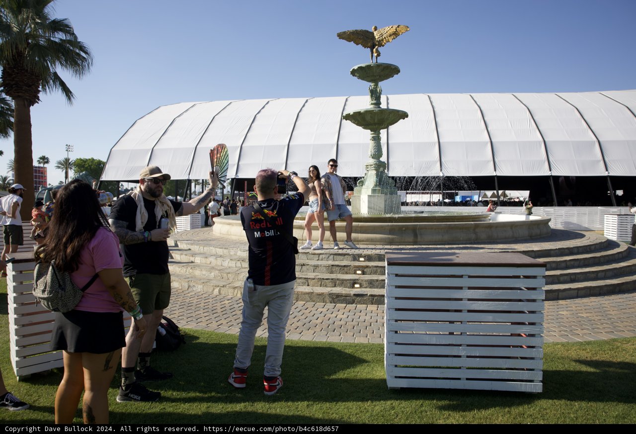 Festival Vibes at Coachella 2024: A Moment by the Fountain