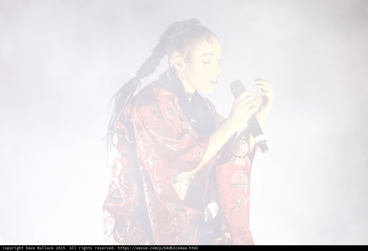 FKA twigs Portrait Profile Singing Eyes Closed Baby Hairs Hoop Earrings Black Choker Red Brocade Kimono Expressive Hand