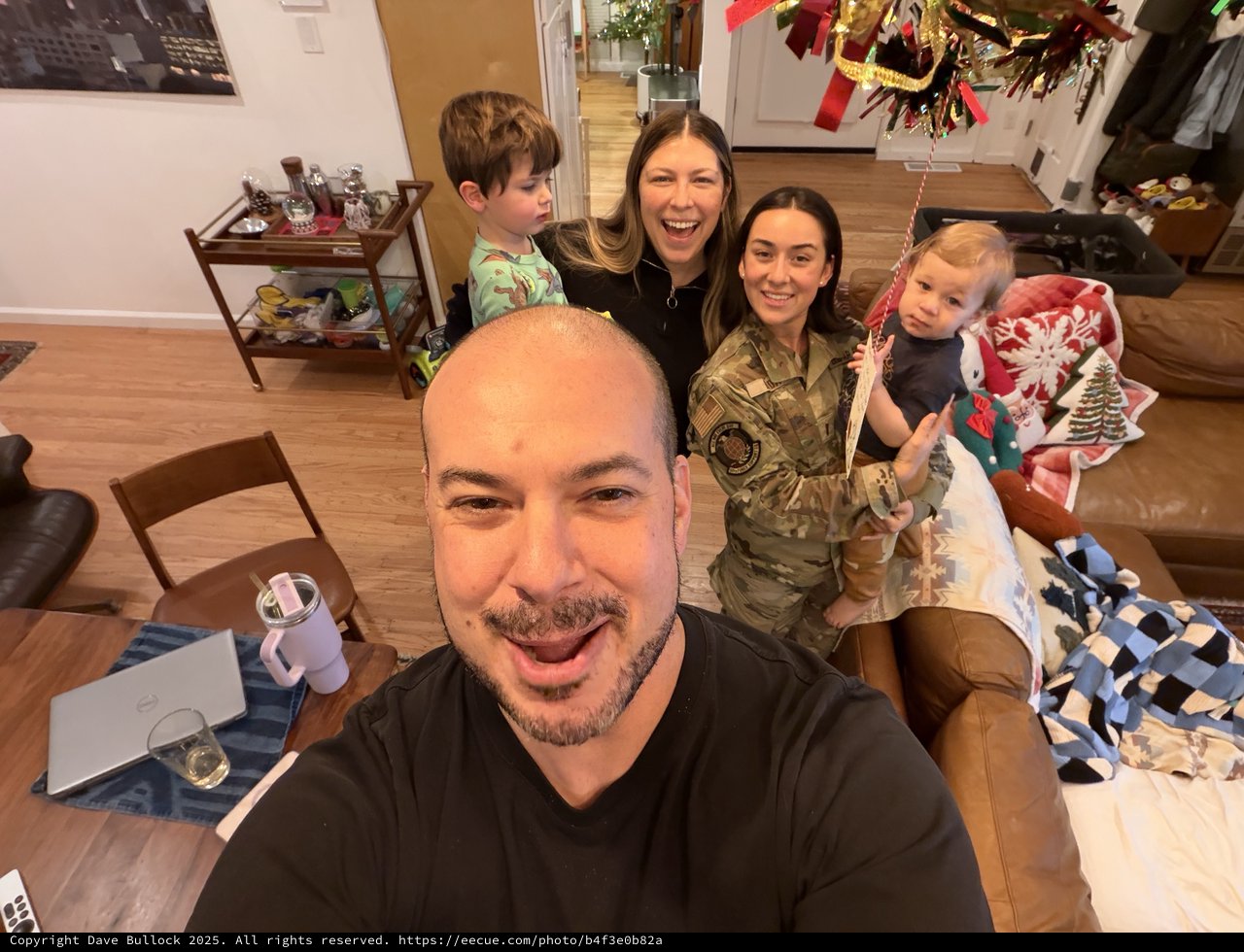 Holiday Family Selfie with Military Service Member