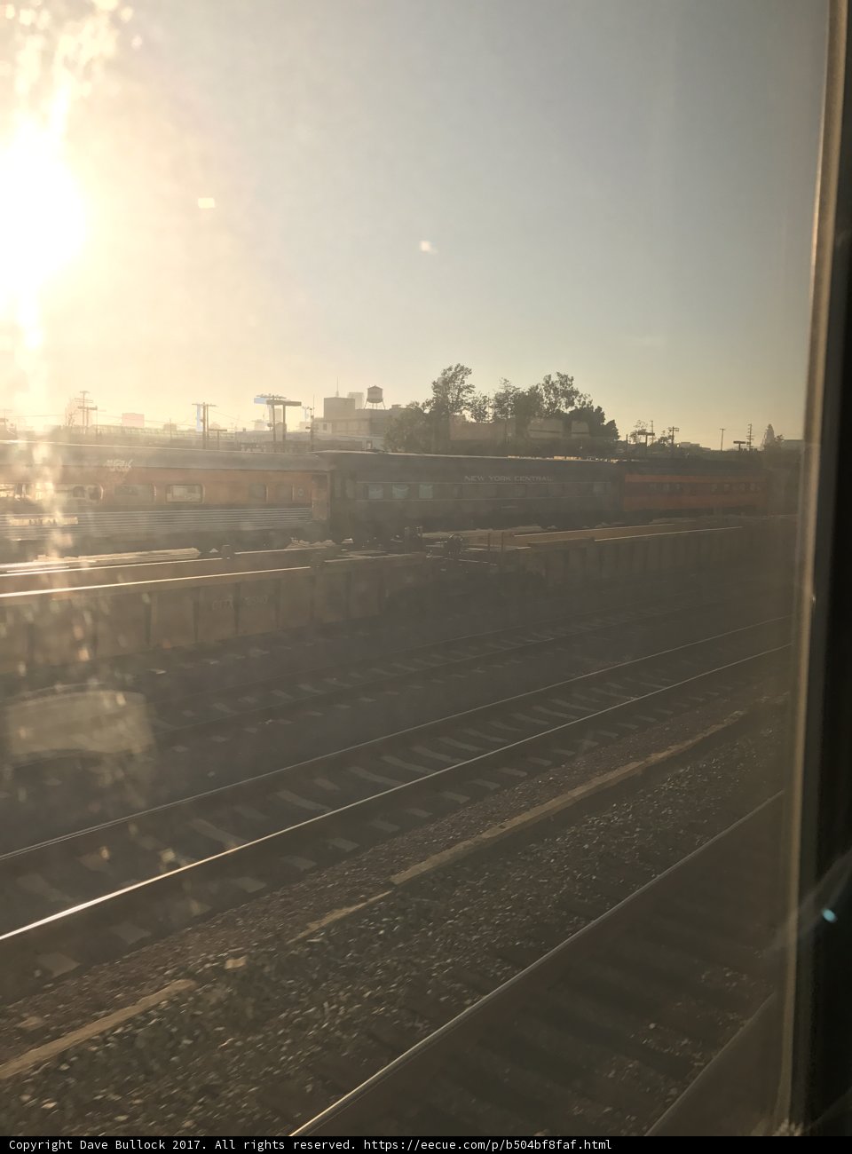 Trains passing by at the station