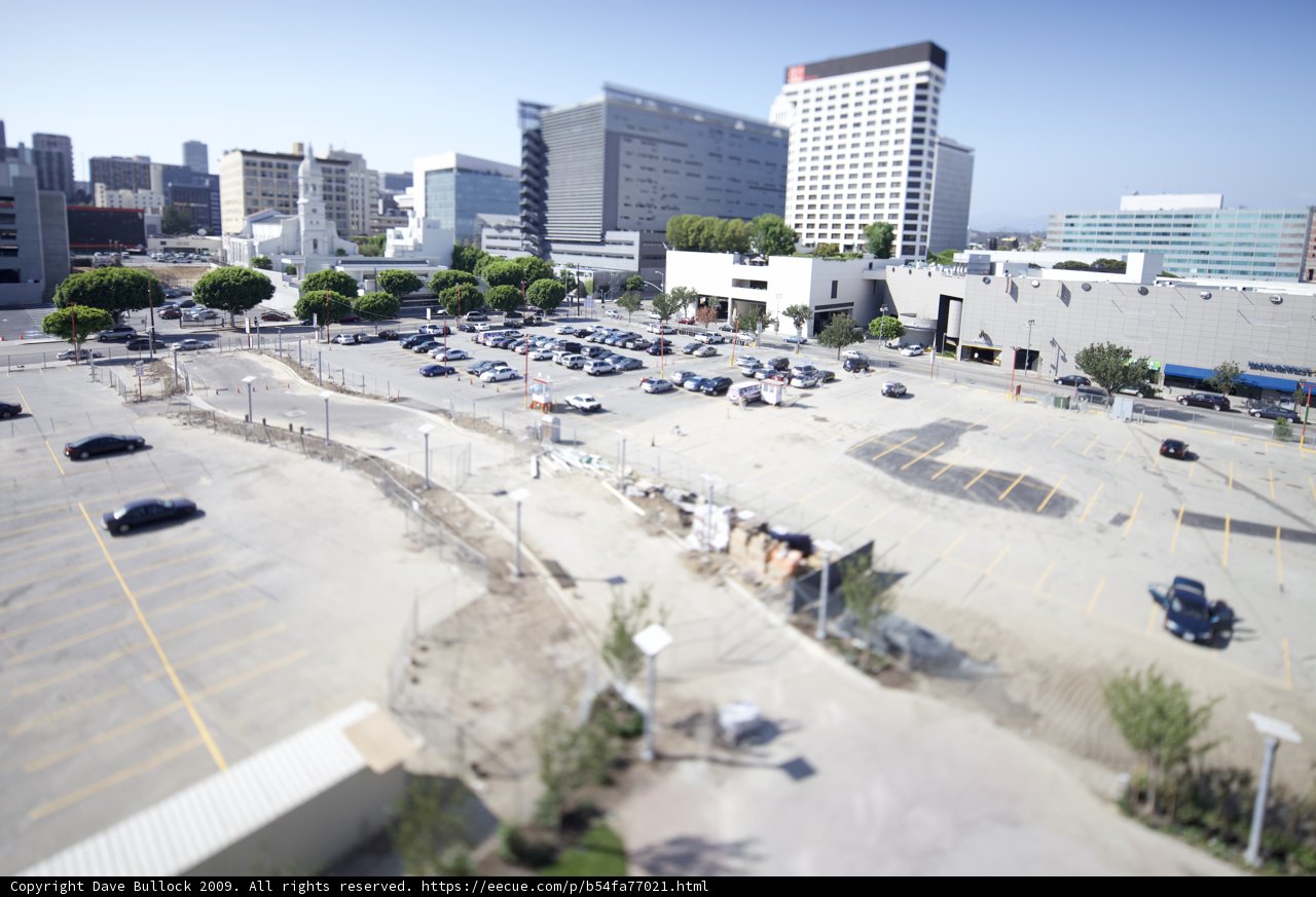 Cityscape Aerial View of Downtown Parking Lot