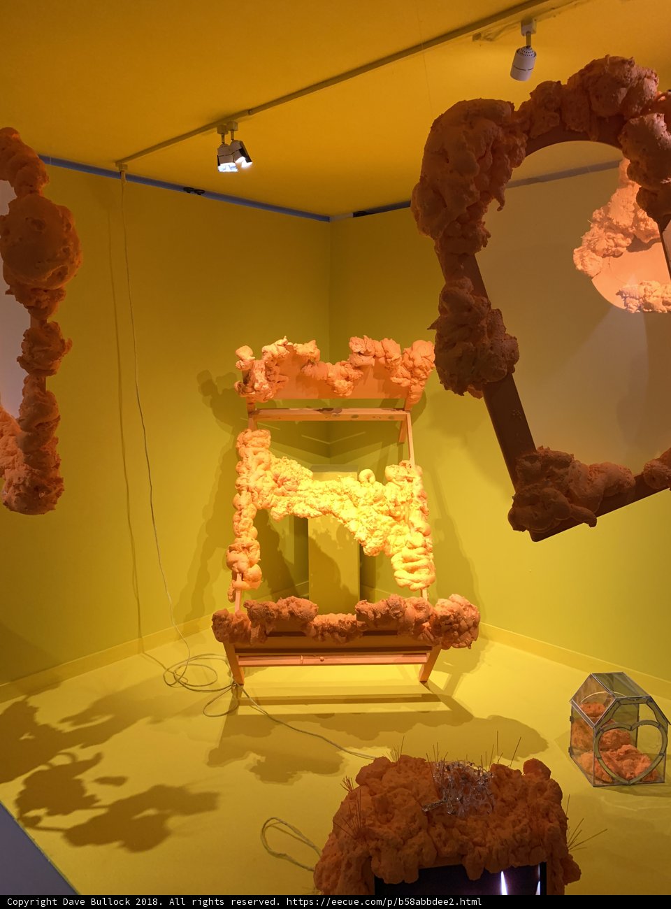 Bright Orange Sculptures in a Wondrous Room